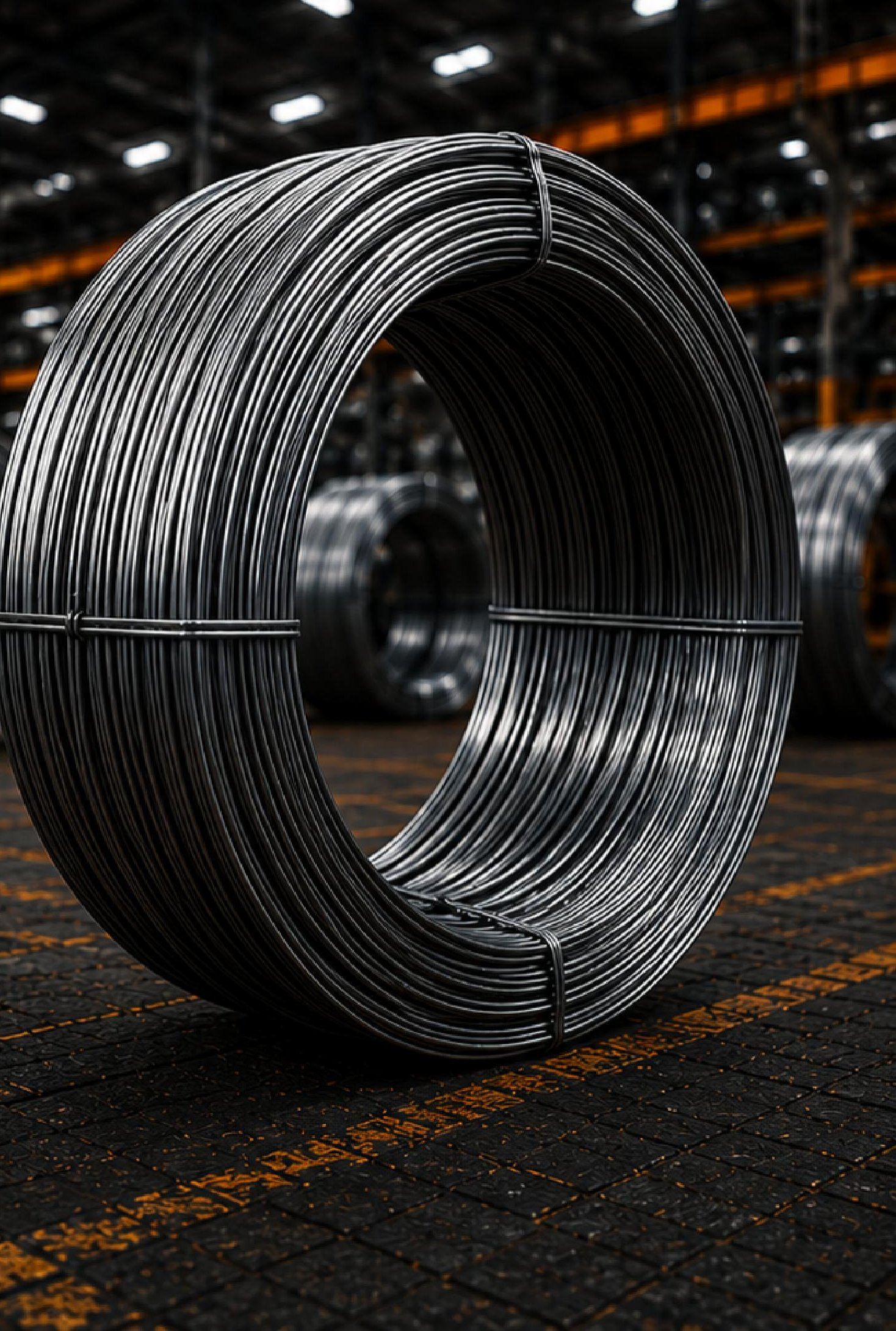 Coils of galvanized steel wire at the Inkabaja plant